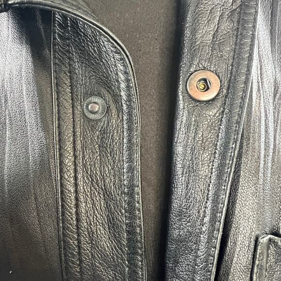 Jhane Barnes Black Western Shirt Jacket Soft Lamb Leather Snap-Button Sz 42 RARE - Picture 8 of 11